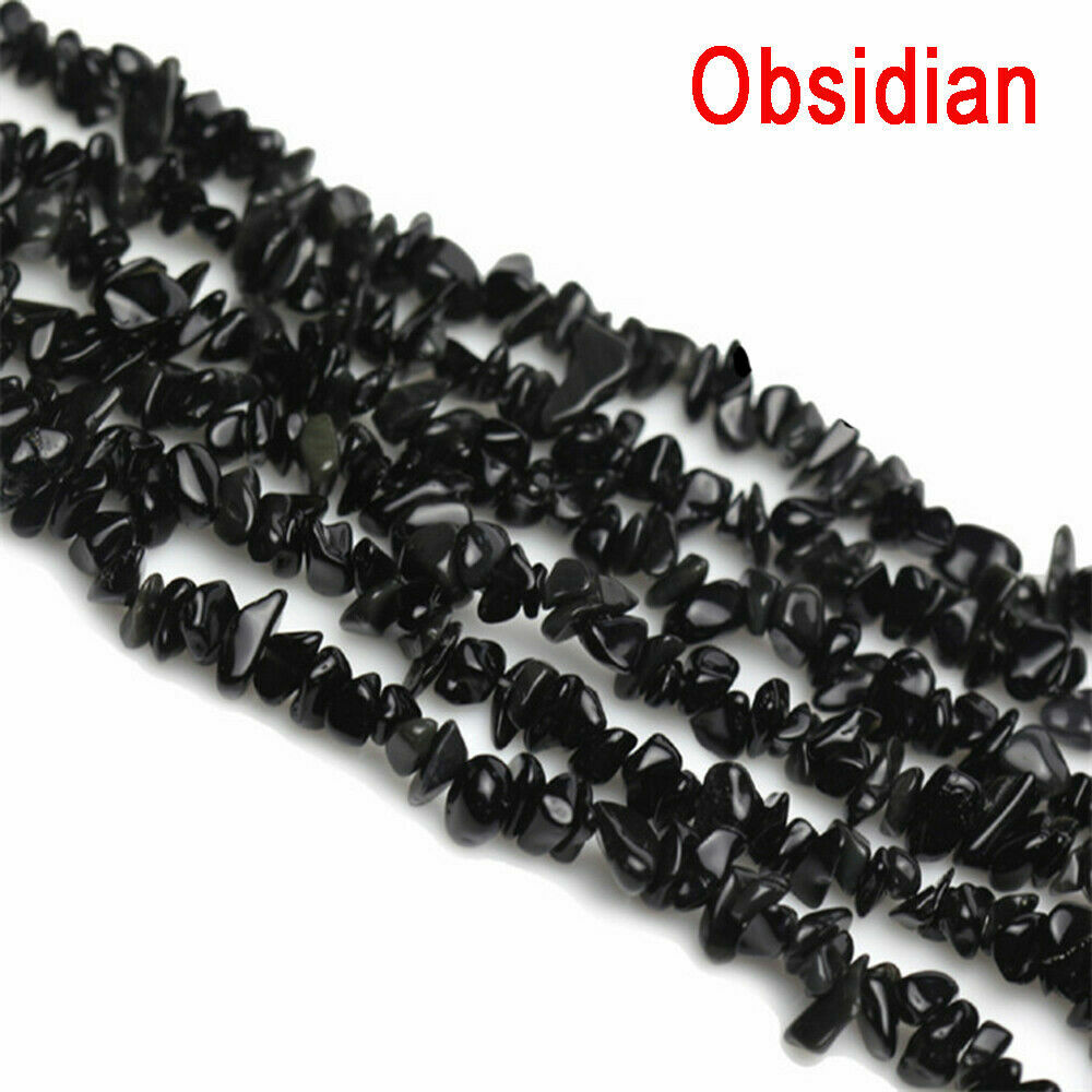 10 String（10X34"） Obsidian Natural Gemstone Chips Beads for Jewelry Making 5-8mm