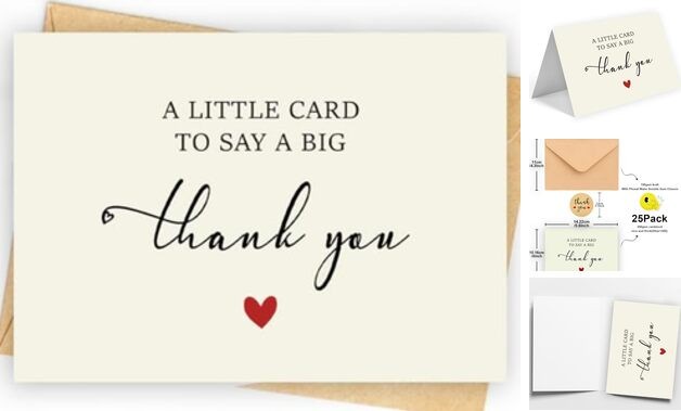 25 Pack 350GSM | Thank You Cards | Thank You Cards & Notes with A Style 25pc