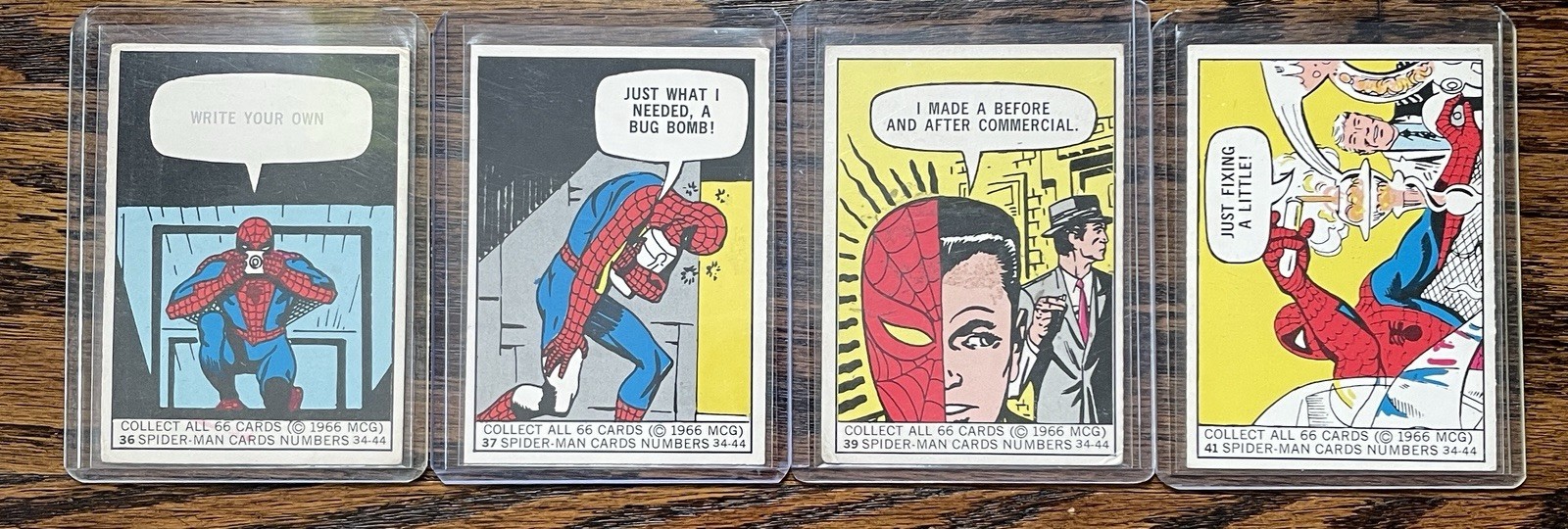 1966 Donruss Marvel Super Heroes Spider-Man 4 Card Lot #36 #37 #39 #41