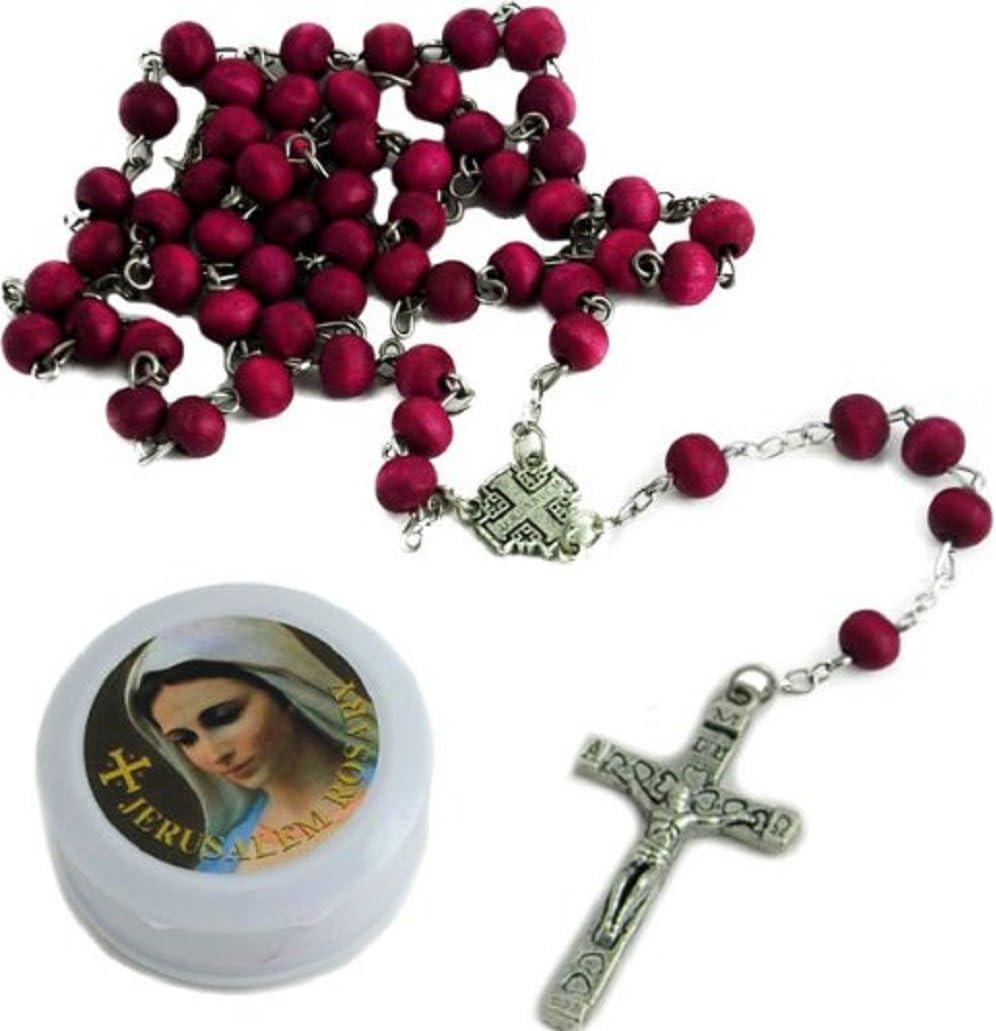 Red Rose Scented Rosary Beads Catholic Necklace Christian Pendant Prayer Blessed