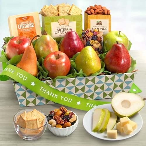 Golden State Fruit Thank You Fruit Basket with Cheese and Nuts