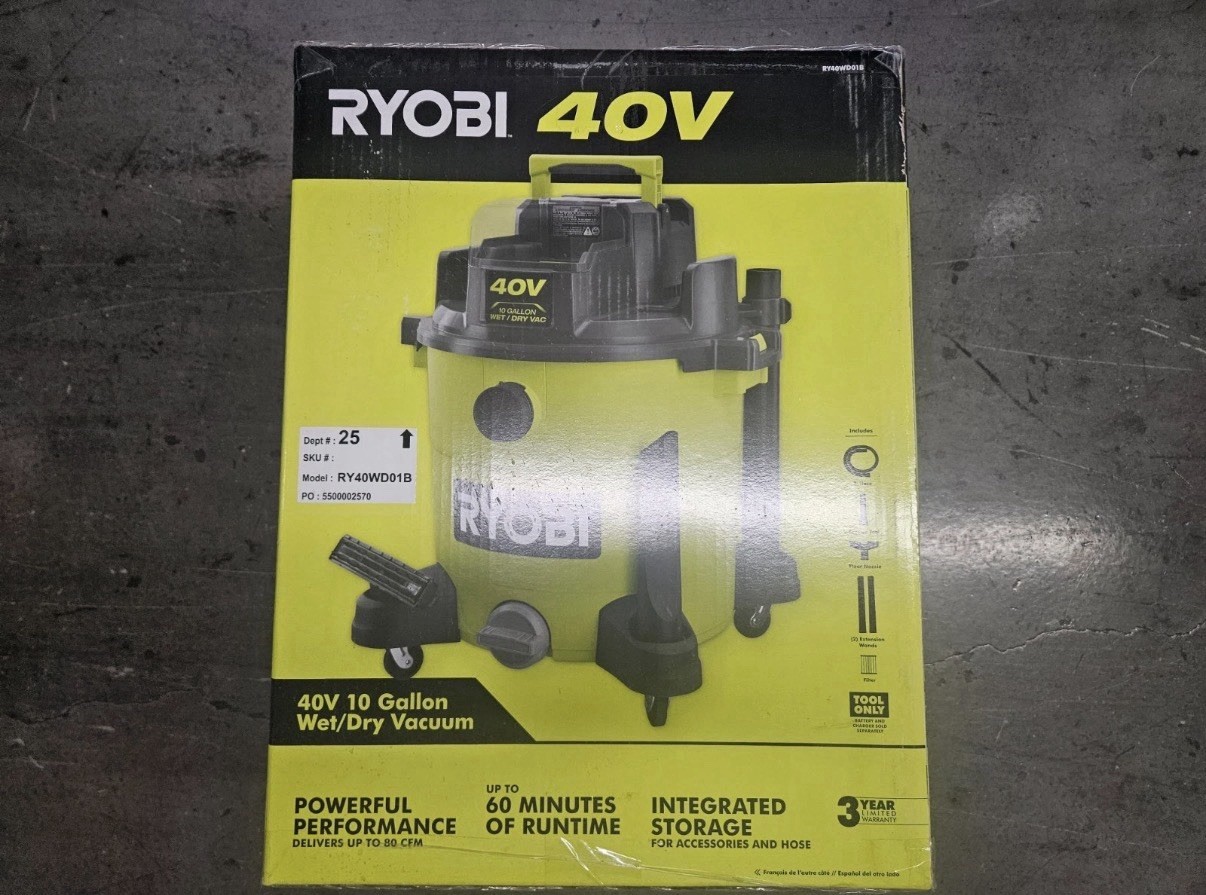 Brand NEW Ryobi RY40WD01B 40V 10 gal Cordless Wet/Dry Vacuum Tool Only