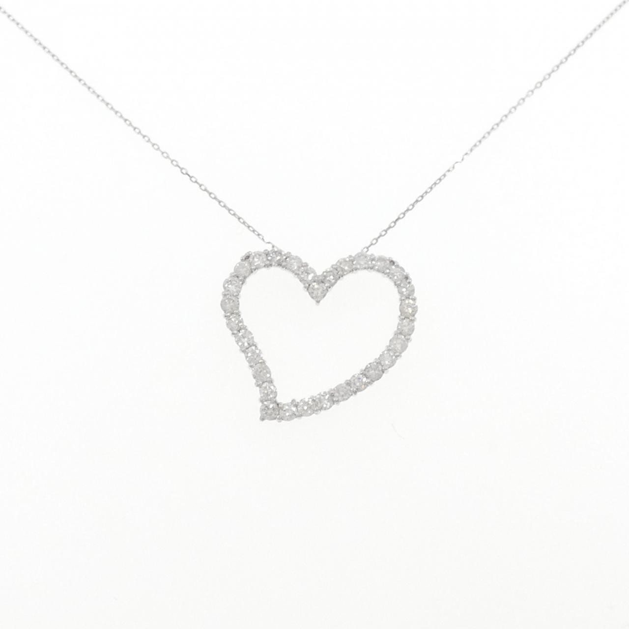 Authentic K18WG Heart Diamond Necklace 1.00CT #260-007-870-6187