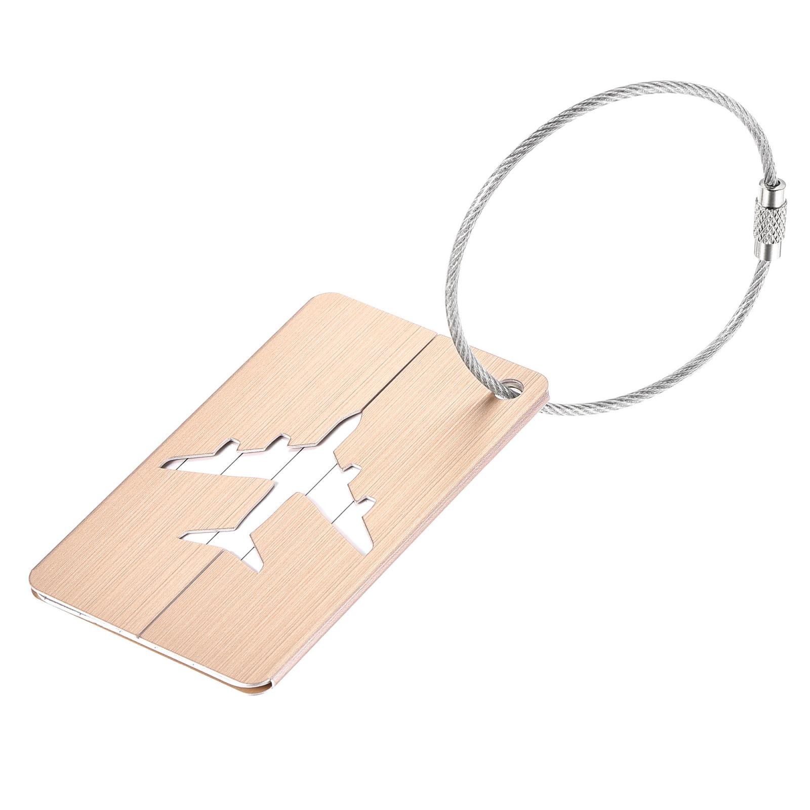 Luggage Tag 7x4.5cm Aluminium Brushed Identifier Card for Travel Rose Gold