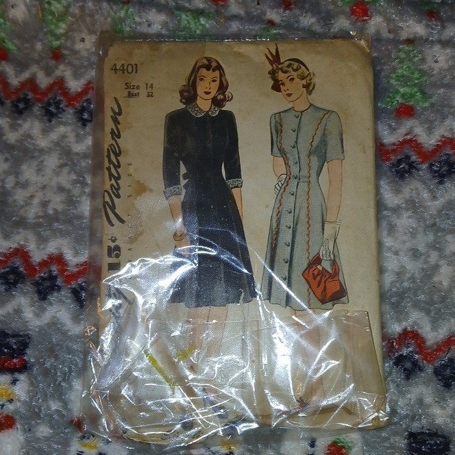 Simplicity 4401 Vintage Original Women's Dress Sewing Pattern Size 14 Bust 32