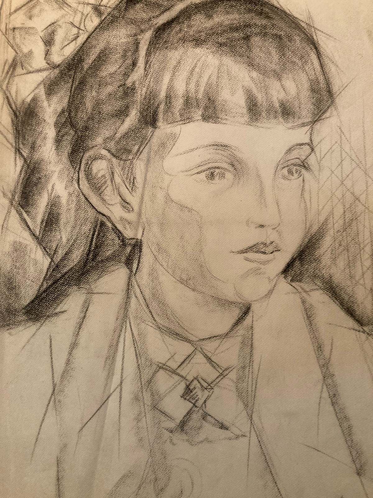 Drawing Woman Cubist Cubism Portrait Antique Old 1950 To Identify Art