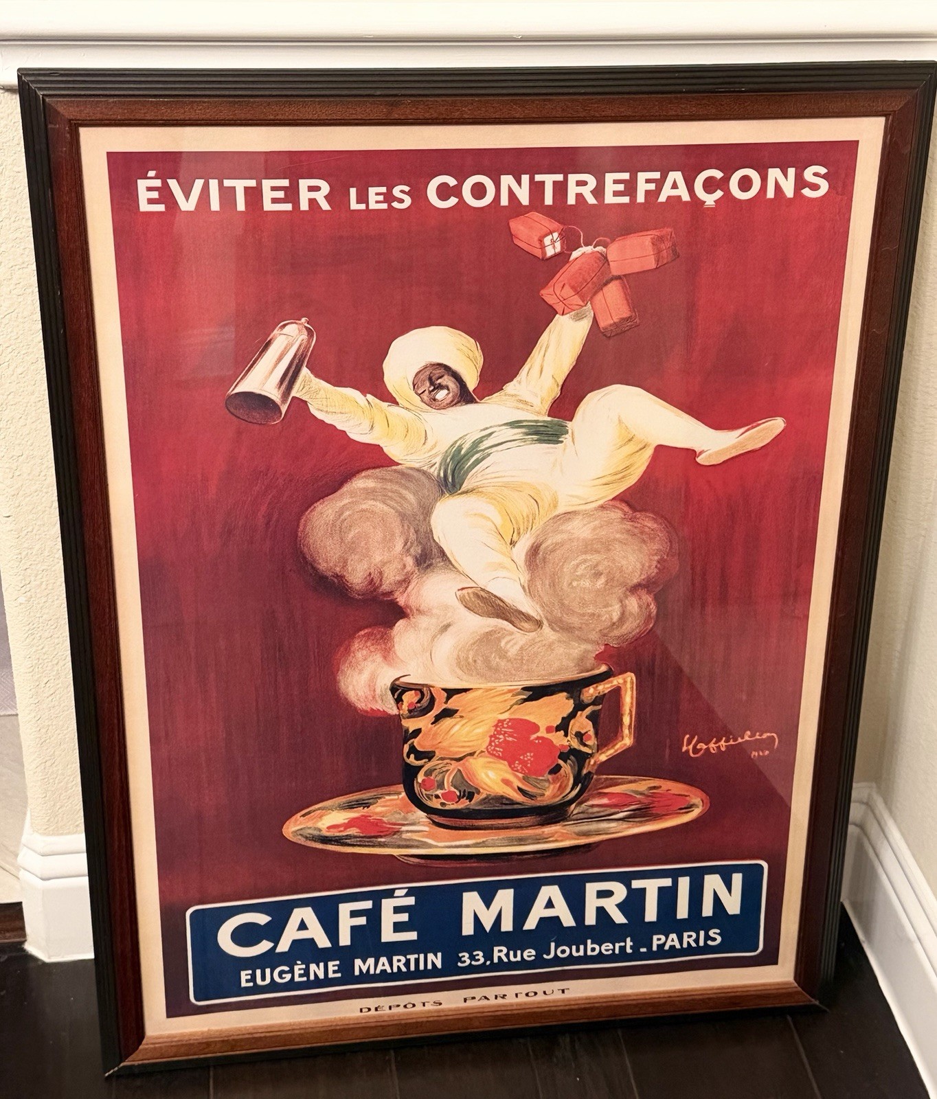 Vintage Framed Leonetto Cappiello  Café Martin Advertising Poster Reprint 1999