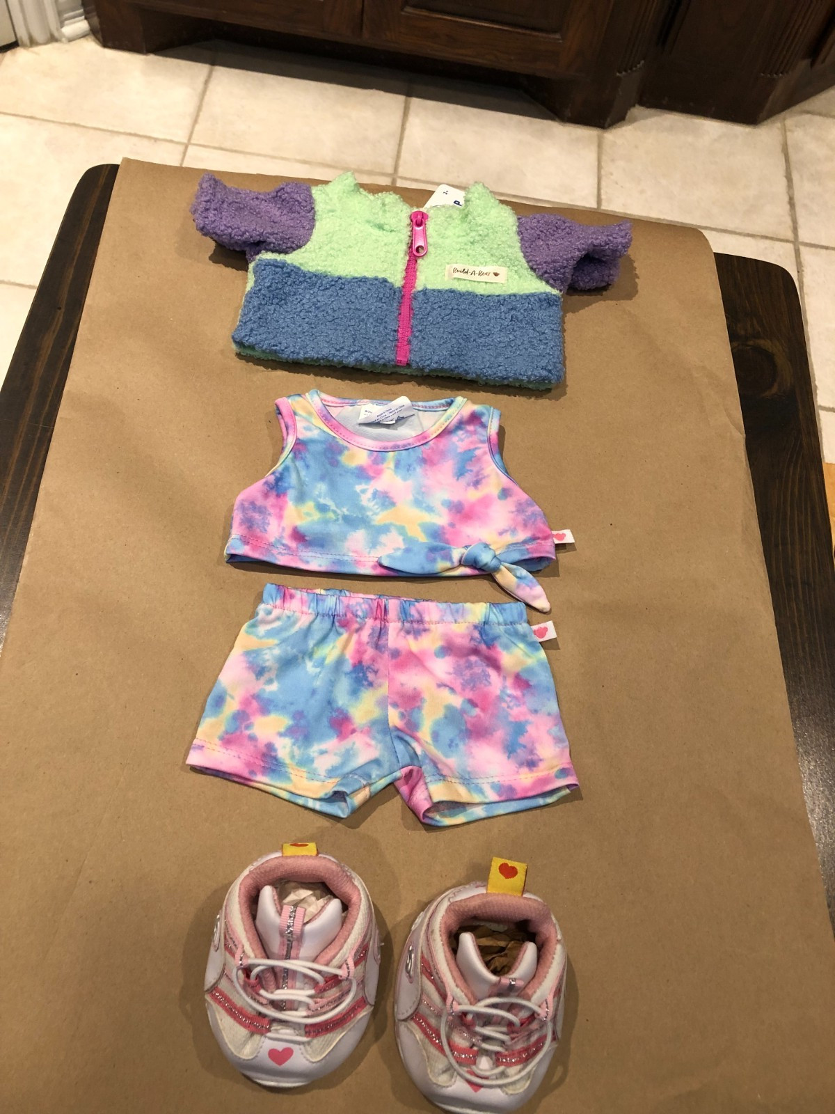 Build A Bear Cozy Fleece Jacket W/Exercise Outfit & Sketchers