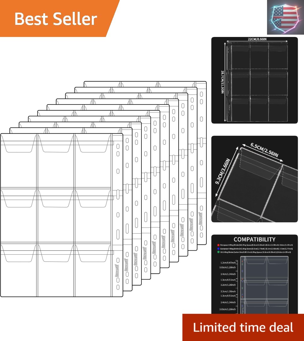 Coin Pocket Pages - Standard 9-Hole Coin Pocket Inserts Collecting Sleeves fo...