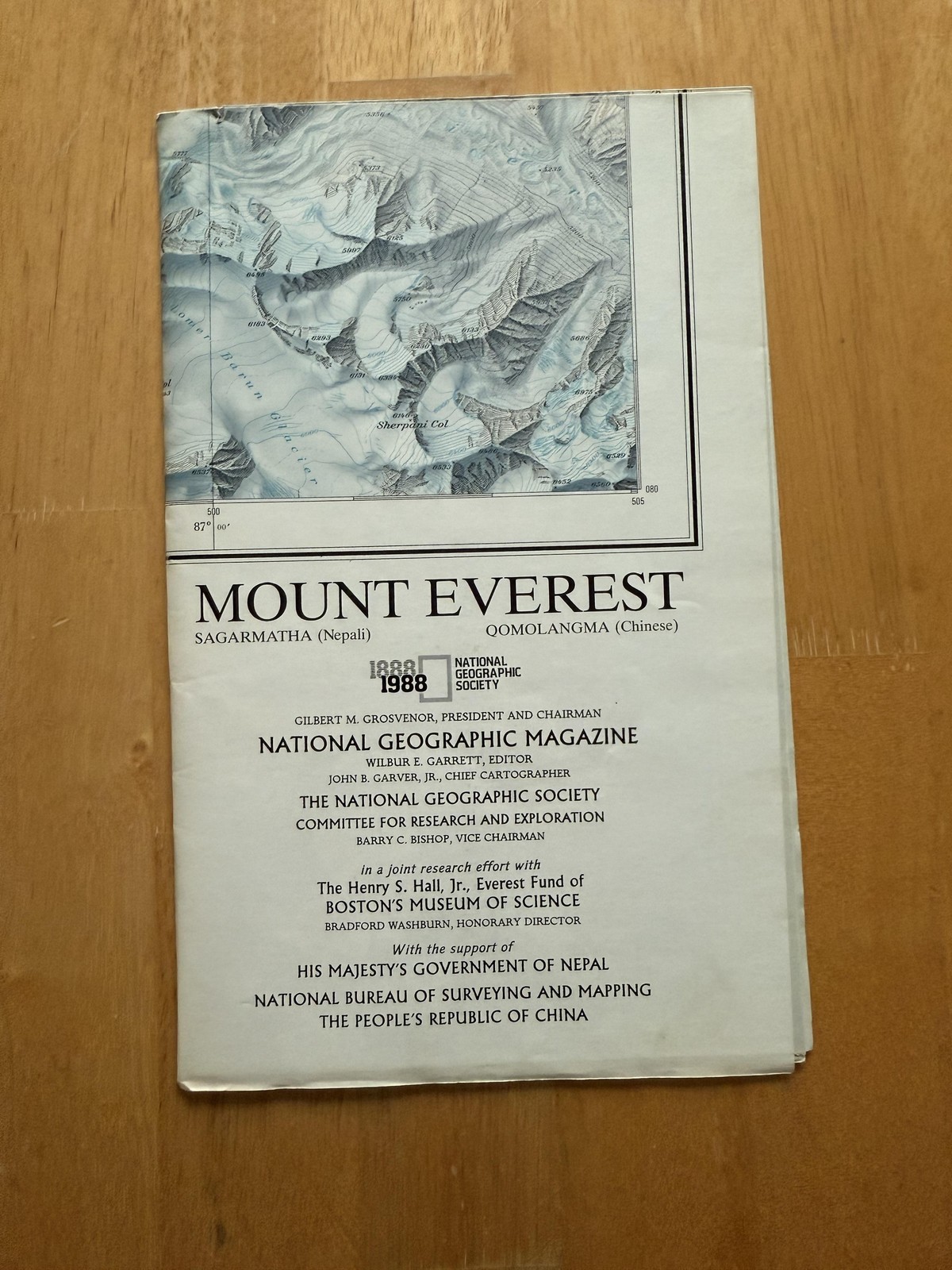 Vintage 1988 National Geographic Mount Everest High Himalaya Fold Out Map Poster