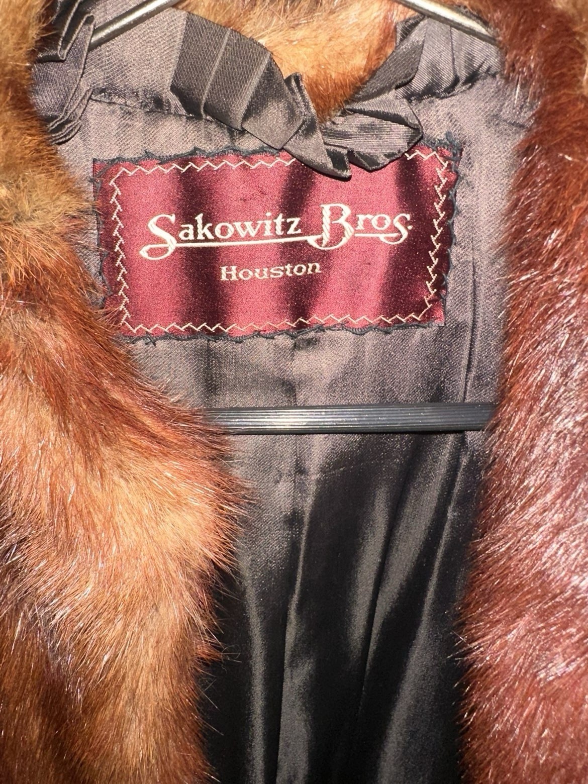 Sakowitz Bros Brown Fur Coat Regular Size Vintage Women's