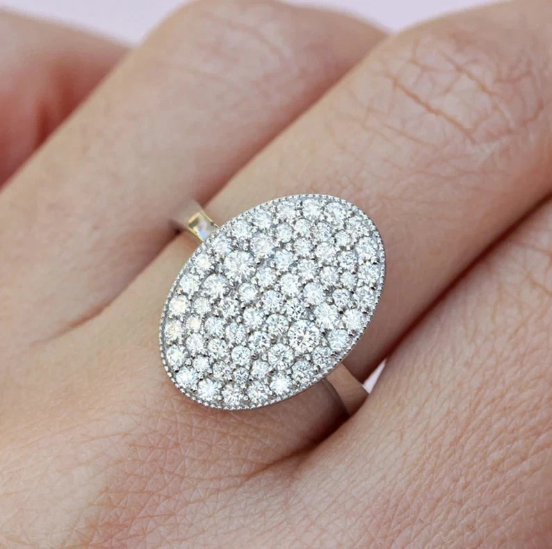 Women's Engagement Ring 2Ct Round Cut Certified Moissanite 14K White Gold Plated