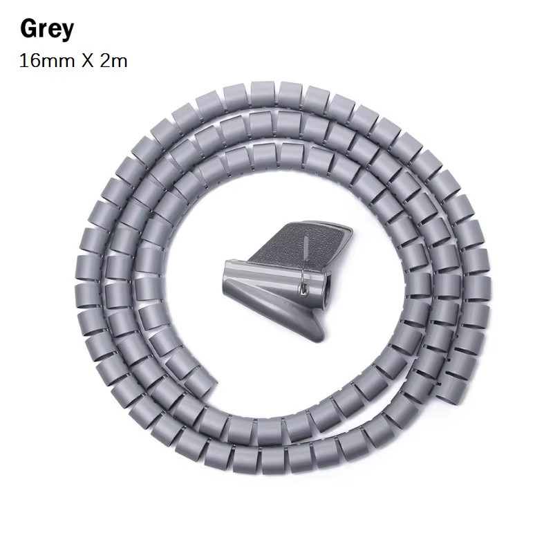 2M 16Mm Flexible Spiral Cable Wire Protector Cable Organizer Computer Cord Prote