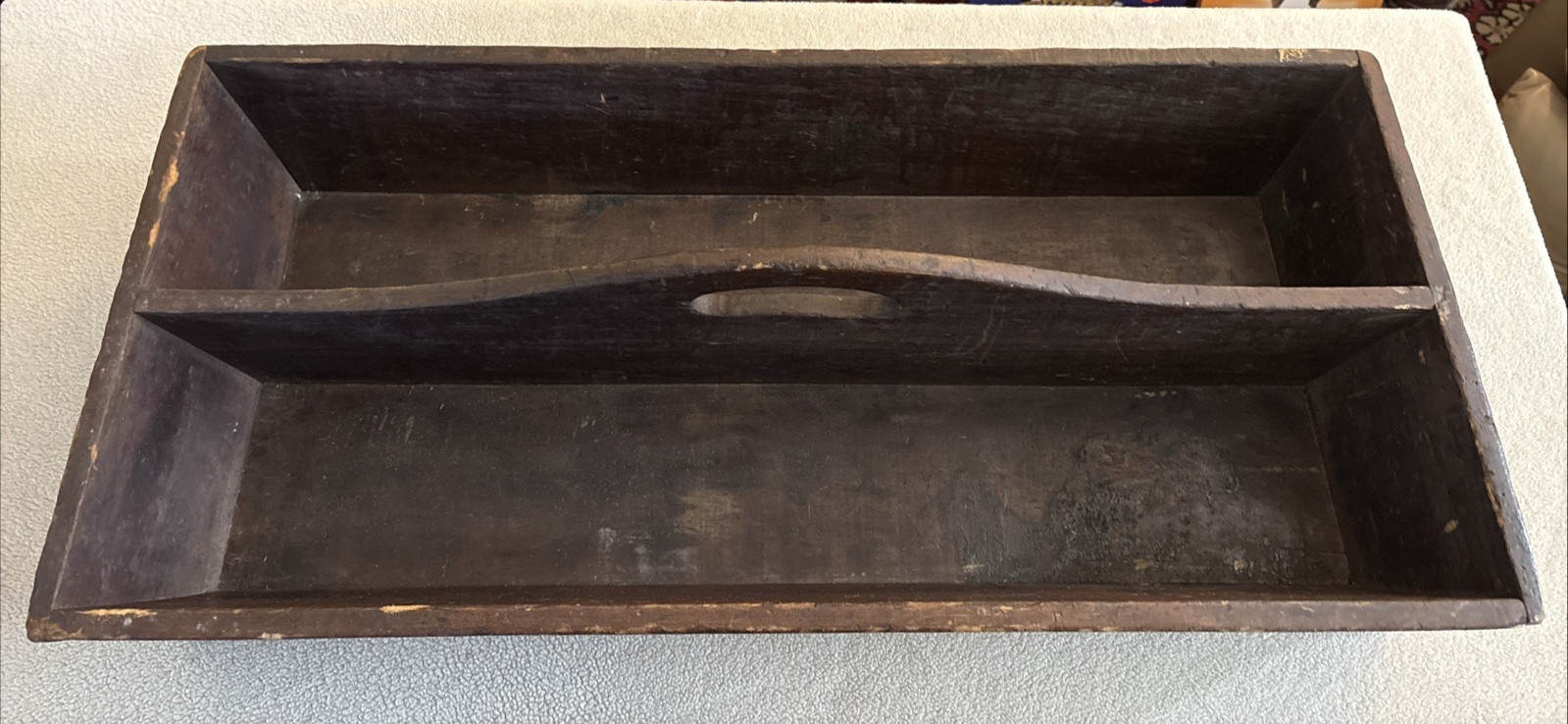 Vintage Handmade Wooden Carpenter's Tool Carrier/Caddy/Tote 26" x 12" x 5" tall