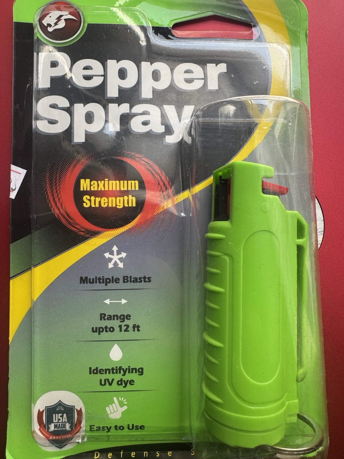 Maximum Strength Pepper Spray Green Range Up to 12ft UV Dye USA Made