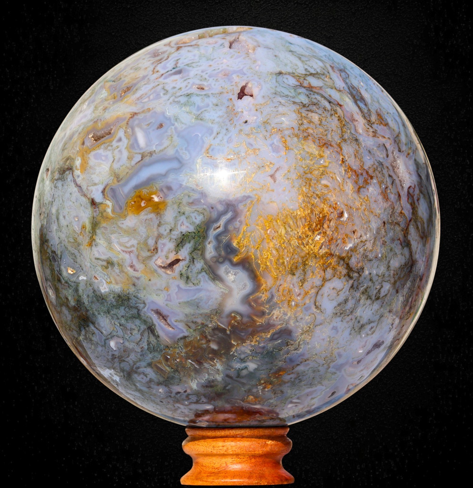 245MM Blue Moss Agate Lace Agate Combination Chakra Healing Sphere Gemstone Ball