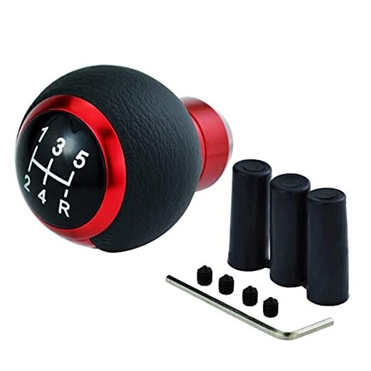 5 Speed Stick Shifter Knob Light PU Leather Gear Handle Car Ball Transmission 