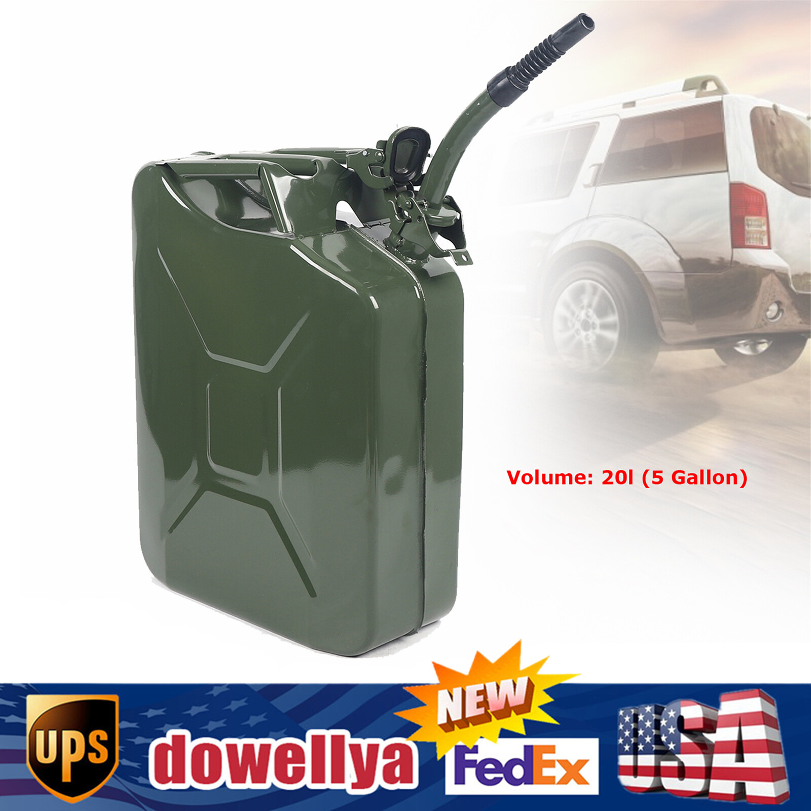 5 Gallon Fuel Can 20L Gas Gasoline Fuel  Backup Metal Steel Tank Spill Proof