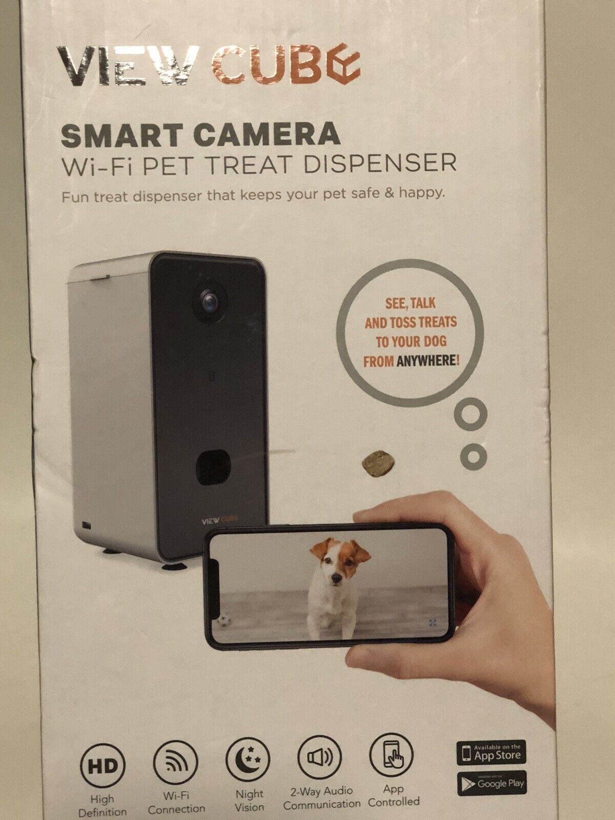 View Cube Smart Camera Wi-Fi Pet Treat Dispenser White/Black (PT0004)