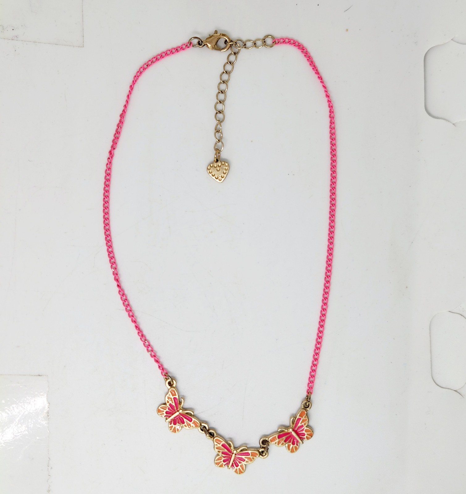 Stella & Dot Dainty Pink Chain Butterfly Mariposa Necklace Short Chain 90s Y2k