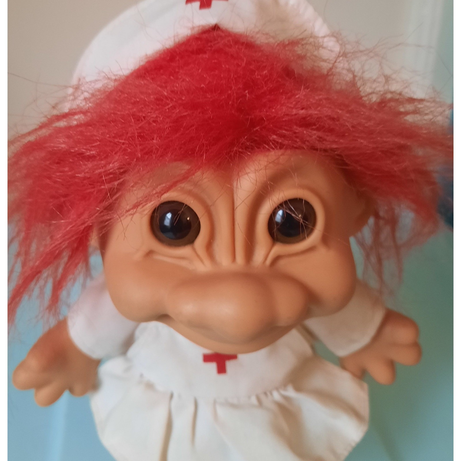 Vintage Russ Troll Doll 8" Large Nurse with Hat Red Hair