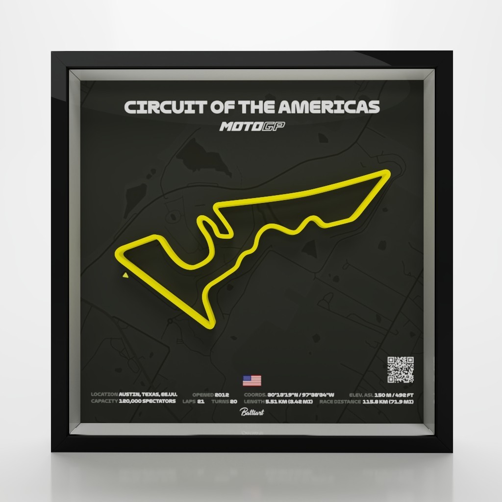 Circuit of the Americas MotoGP 3D Shadow Box – Austin Texas Racing Track Wall Ar
