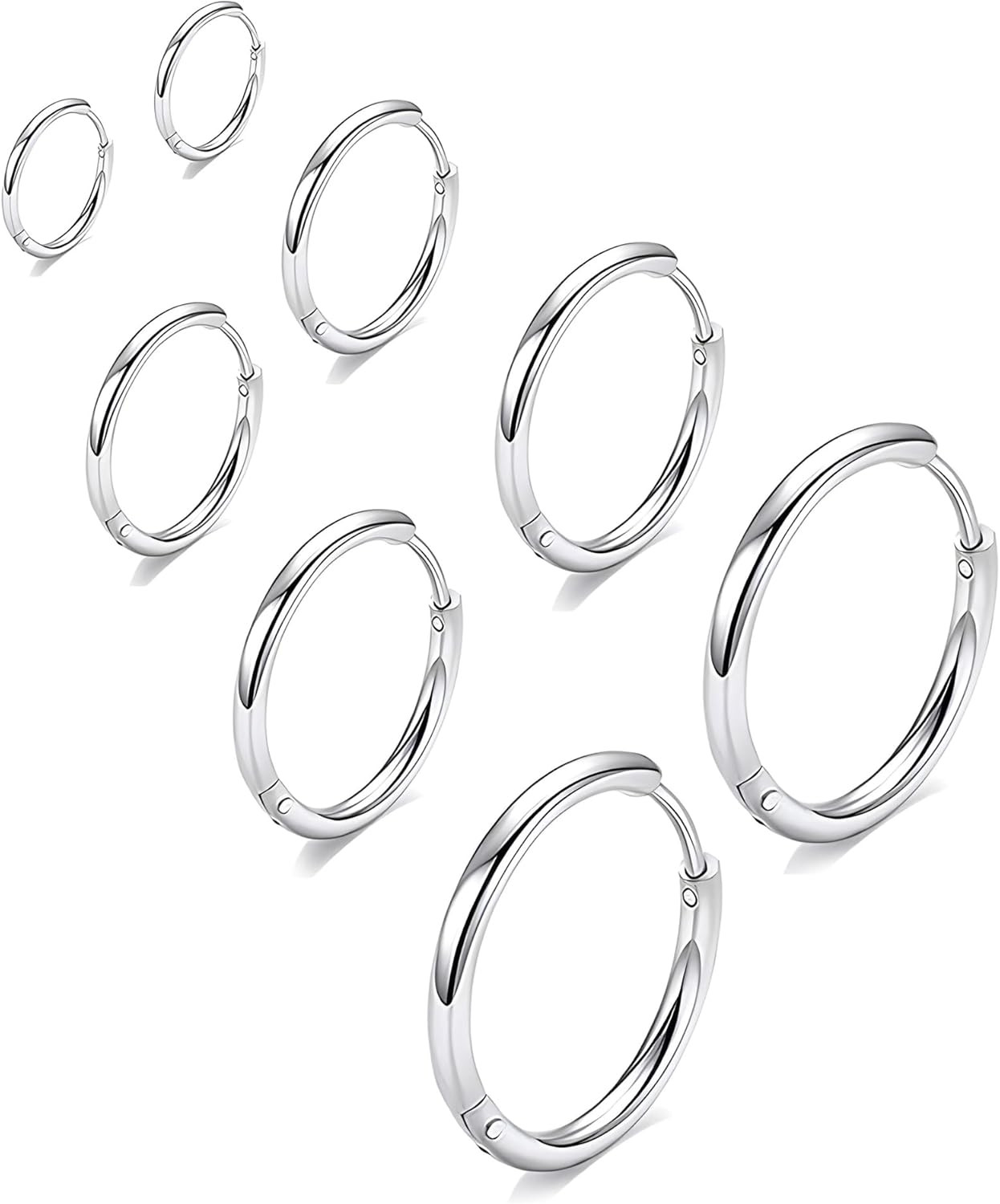 316L Surgical Stainless Steel Huggie Hoop Earrings 6Mm 8Mm 10Mm 11Mm 12Mm 14Mm H