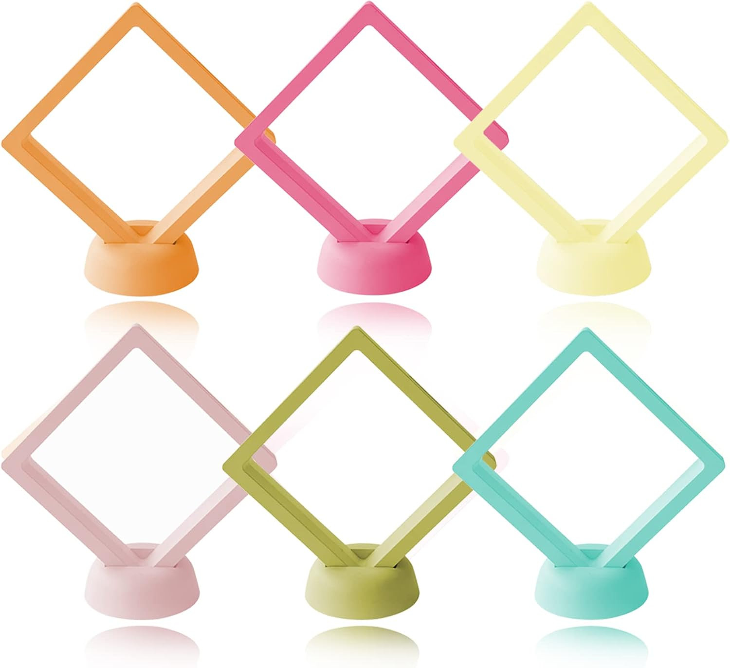 6 PCS 3D Floating Frame Display Holder Stands, Coins Display Case Travel Portabl