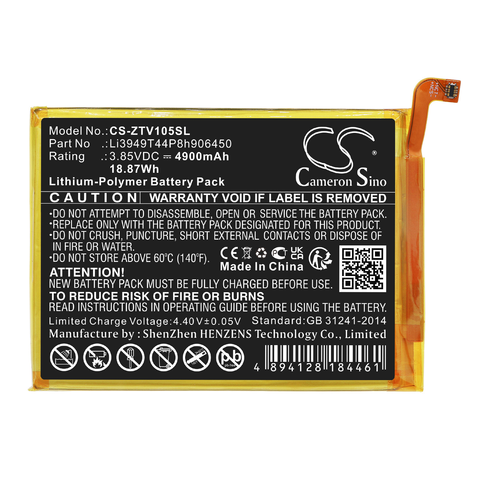 BATTERIE 4900mAh Li3949T44P8H906450 For ZTE 8010, Blade 20 Smart, V1050 V20 V30