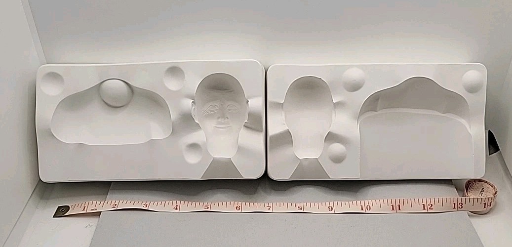 Vtg Mary dolls Ceramic Slip Mold Father Christmas Doll Head & Shoulder Plate 