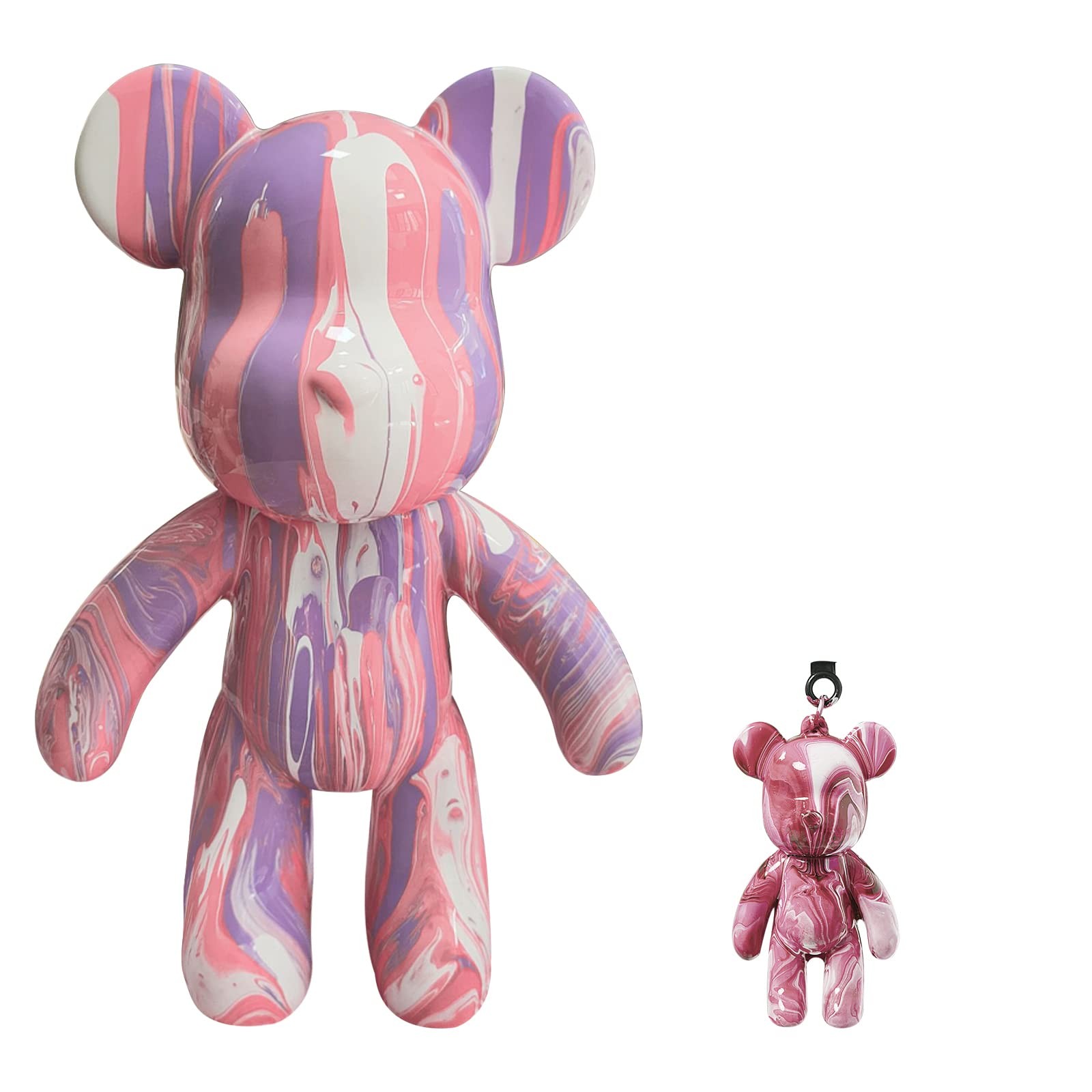 Coniuty DIY Fluid Bear & Keychain Paint Set - Pink+White+Violet - 9 Inch Figure 
