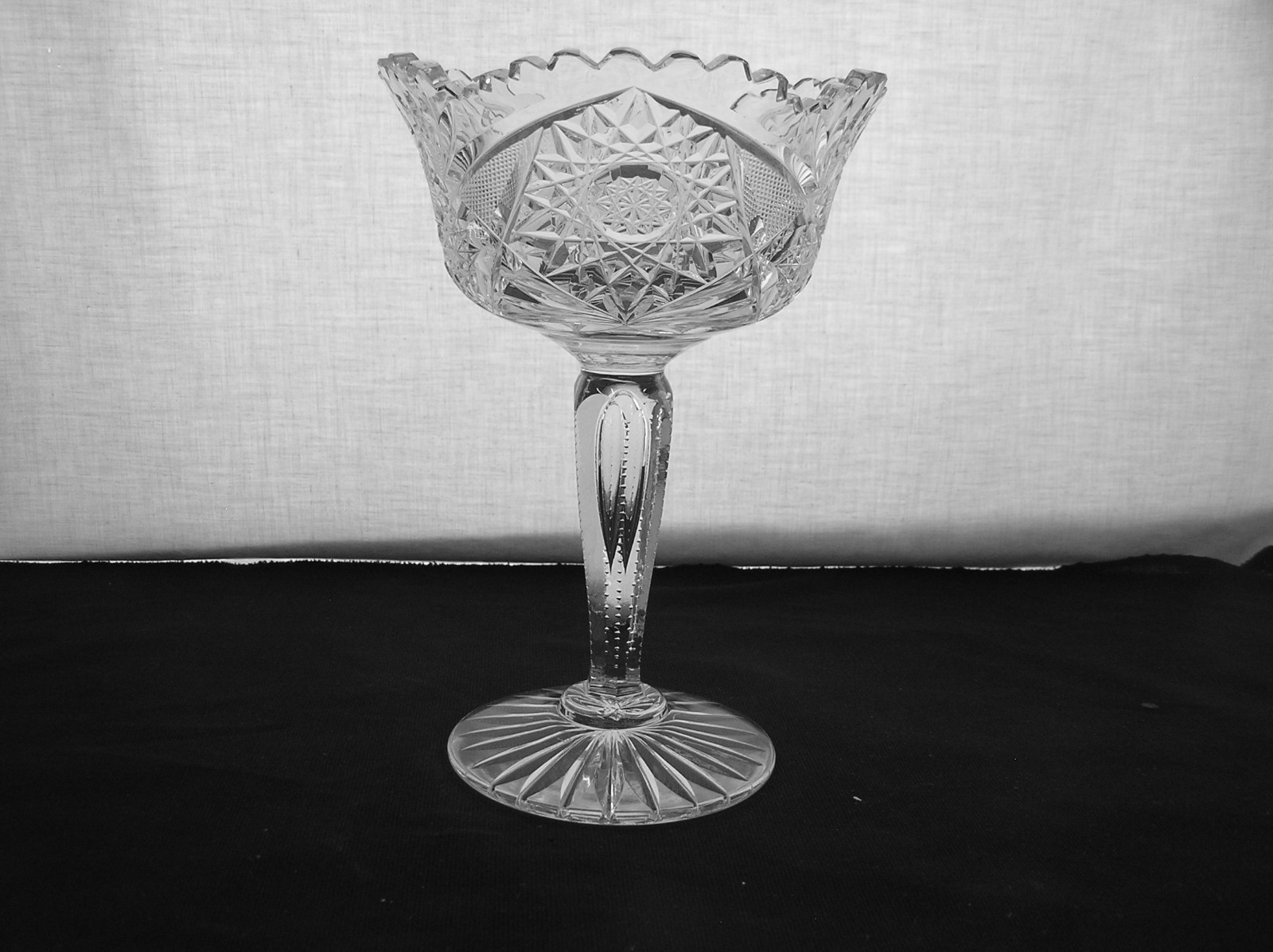 American Brilliant Cut Glass 1876-1916 Stout jelly compote great air trap stem