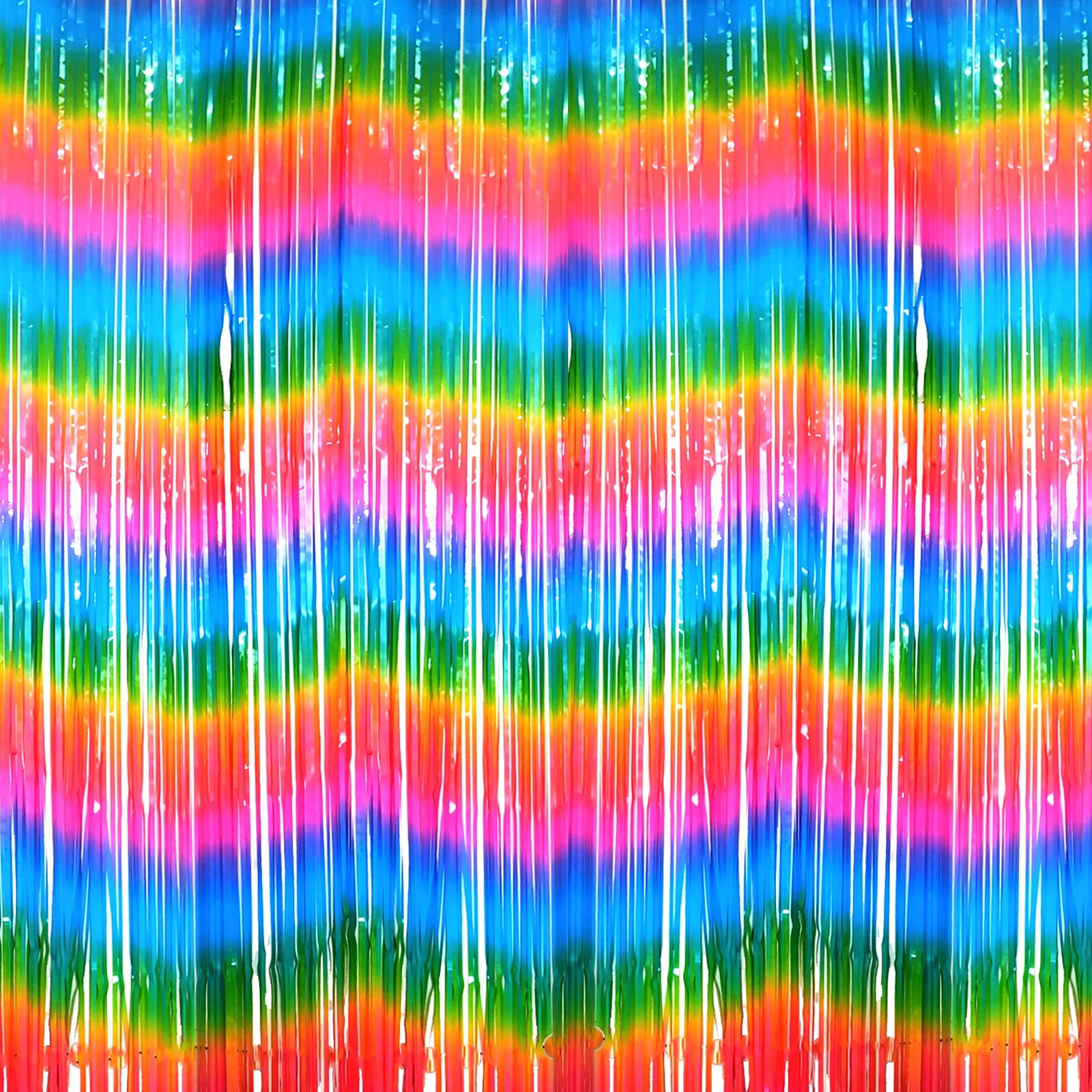 3 Pack 3.2ft x 8.2ft Rainbow Metallic Tinsel Curtains Mexican Fiesta Party Ph...