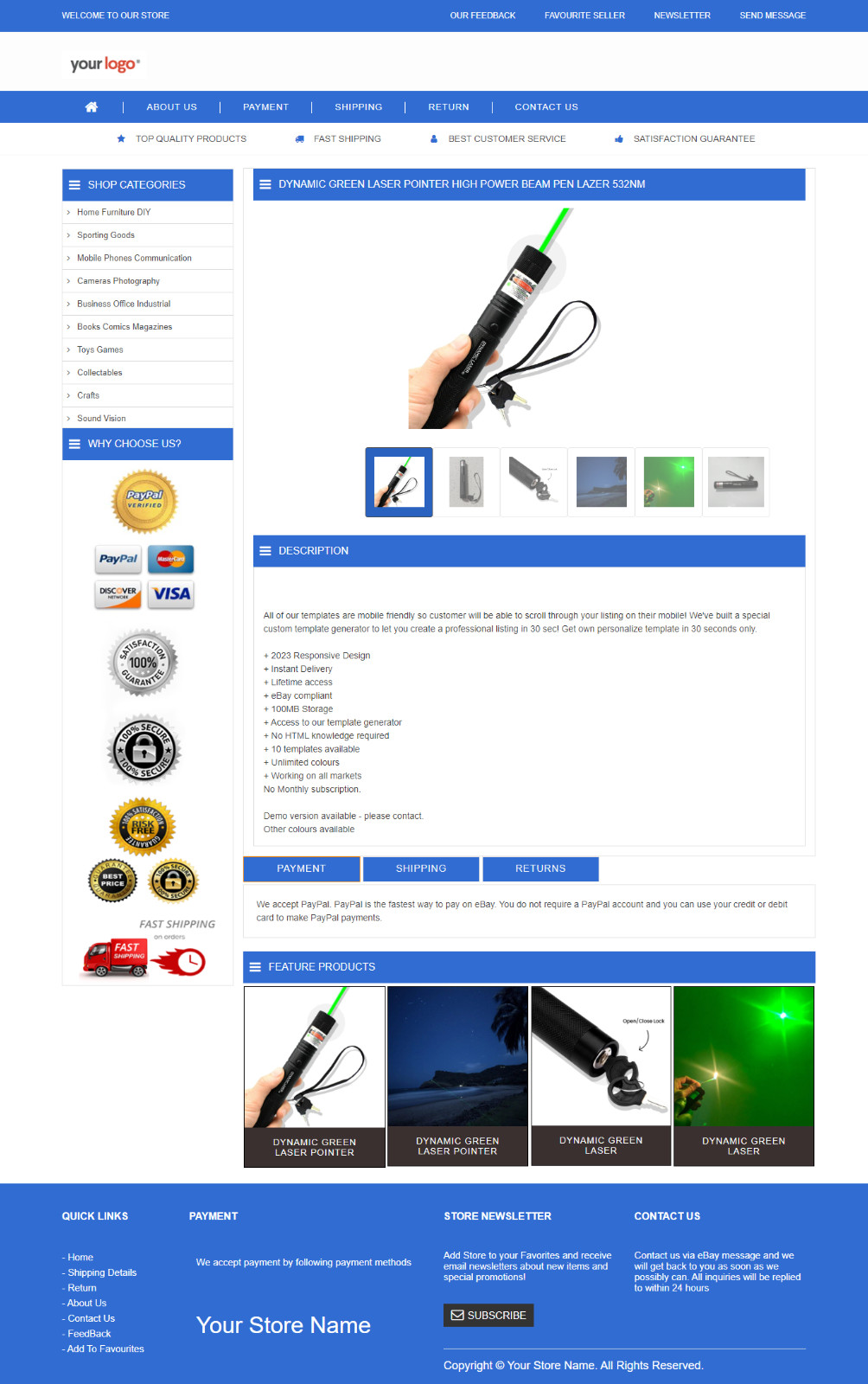 eBay Listing HTML Template Mobile Responsive Design for Mobile & Tablets
