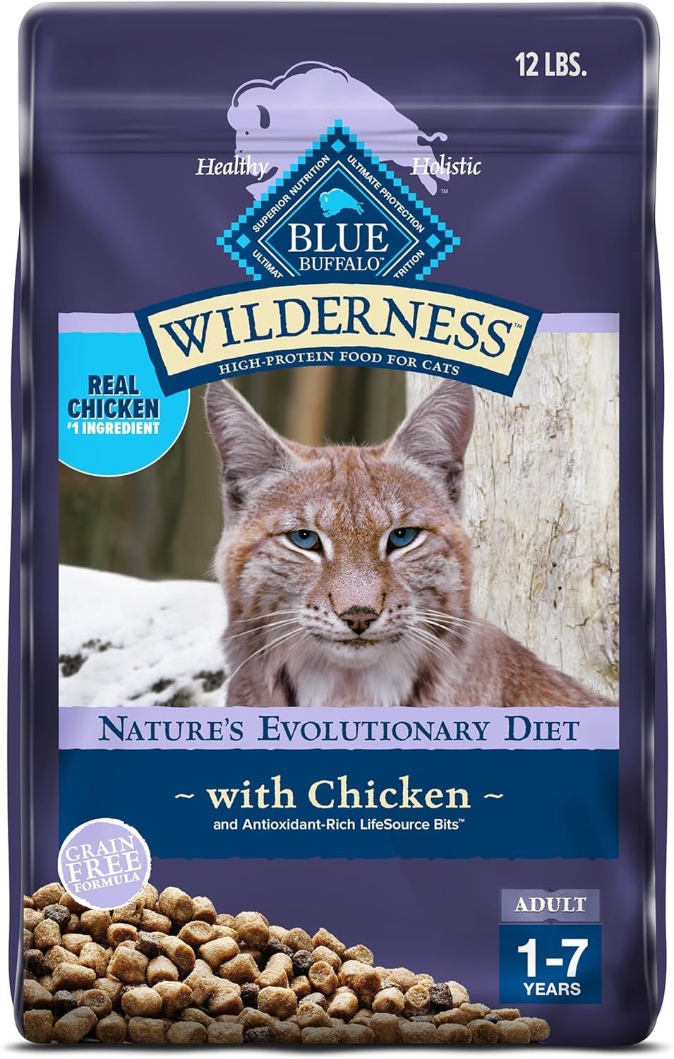Blue Buffalo Wilderness Natural Adult Dry Cat Food, High-Protein and Grain-Free