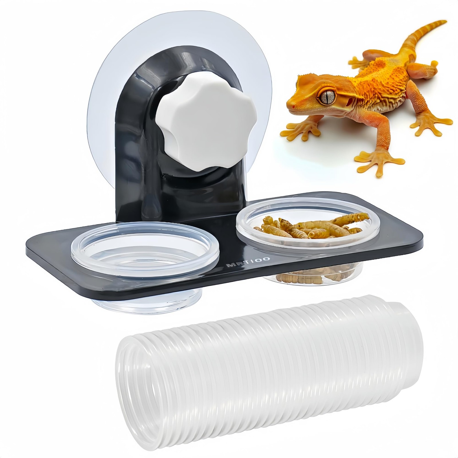 MRTIOO Crested Gecko Feeding Ledge [Non-Suction Cup], with 30 30cups+Ledge 