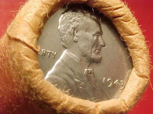1943-P OBW ORIGINAL BANK WRAPPED ROLL  UNCIRCULATED+ LINCOLN WHEAT CENT PENNIES