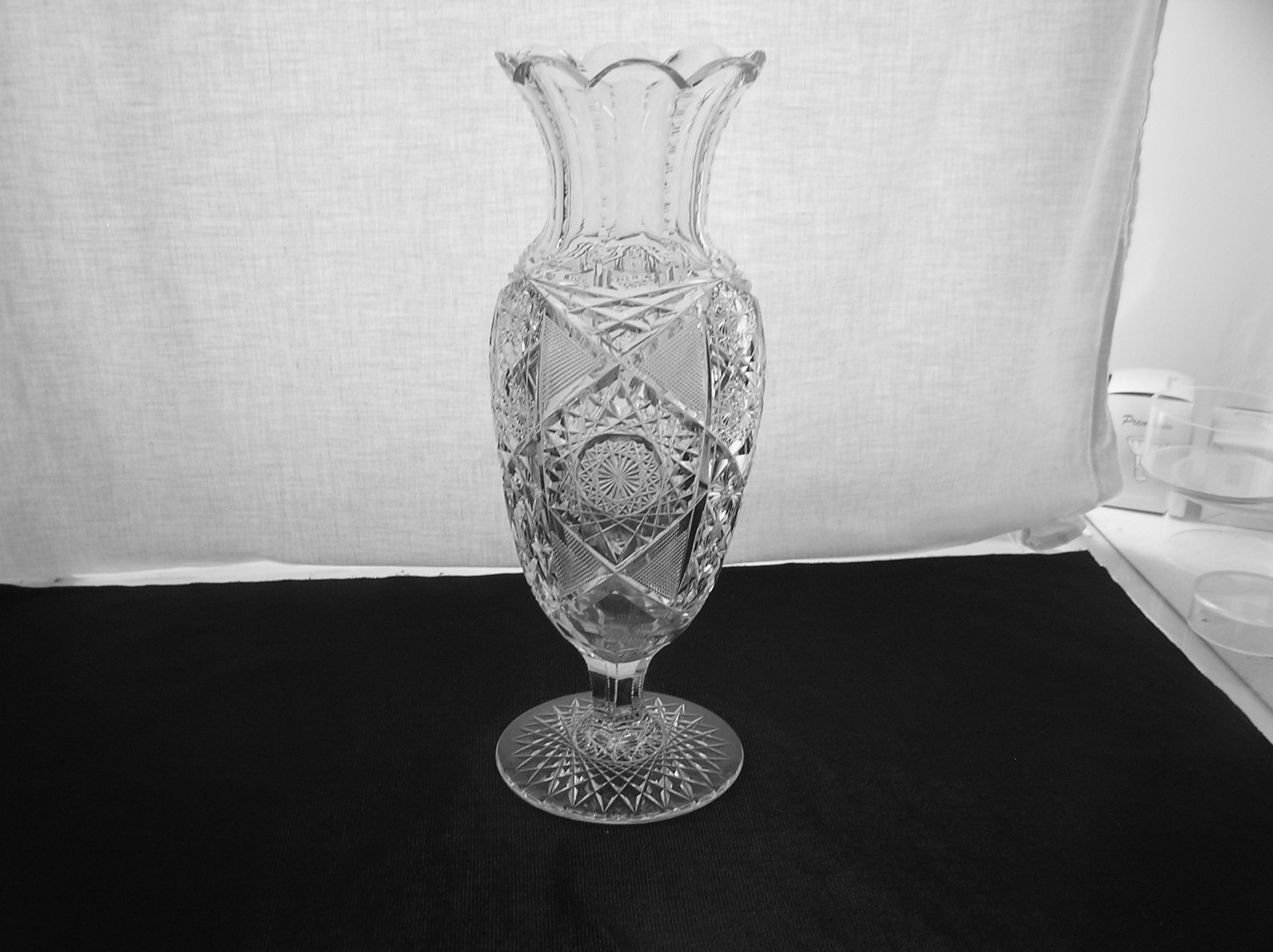 American Brilliant Cut Glass 1876-1916 Clark Genoa design 12" footed vase