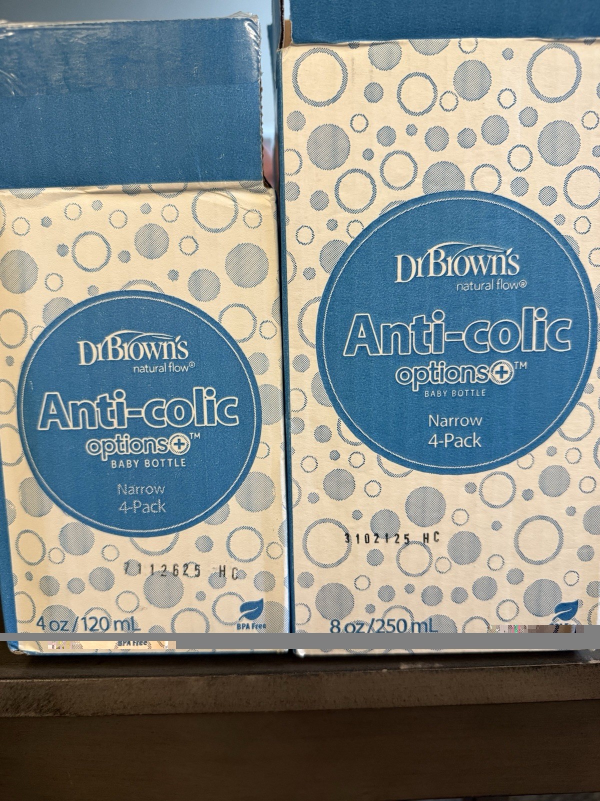 NEW- 8 Dr Brown Bottles- 4oz and 8oz - Natural Flow Anti-Colic Option, Narrow