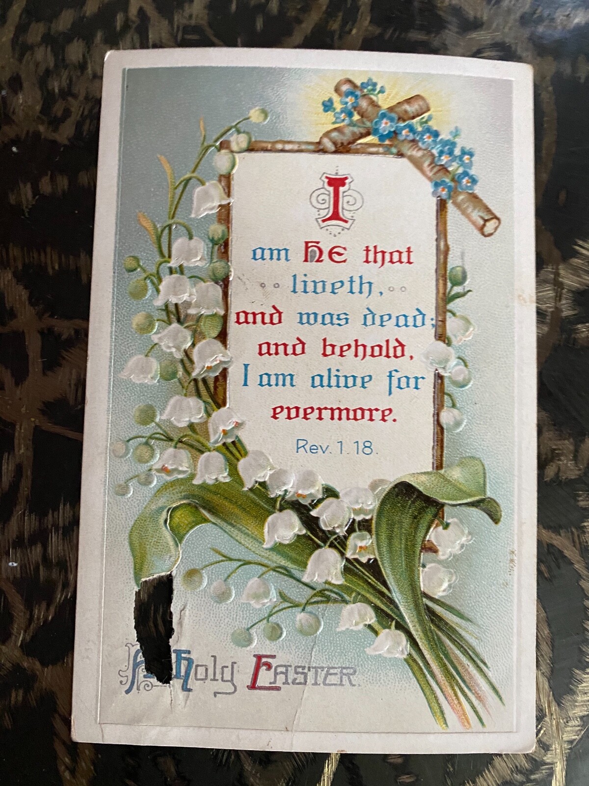 Vintage Easter Postcard Embossed Lilly of the valley 1911