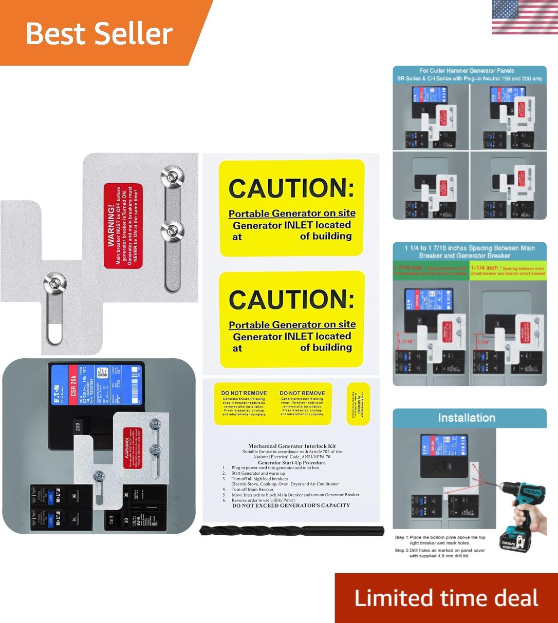 Generator Interlock Kit for Eaton Cutler Hammer BR Series - Safe Power Backup