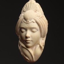New Boxwood Carved Chinese Beauty Girl Statue Pendant