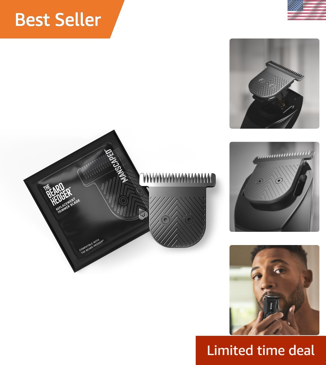The Beard Hedger Replacement SkinSafe Trimmer Blade,  Stainless Steel T-Blade...