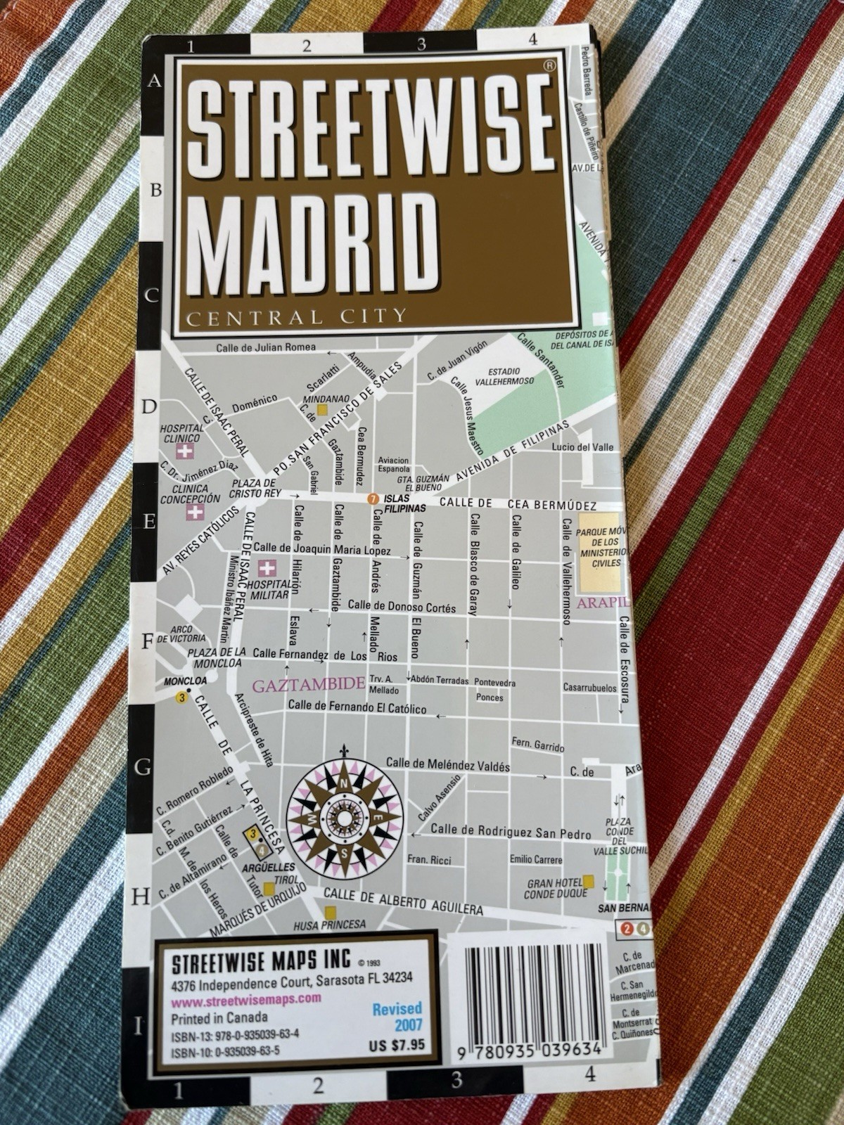 Streetwise Map, Madrid, Central City, 2007, Laminated