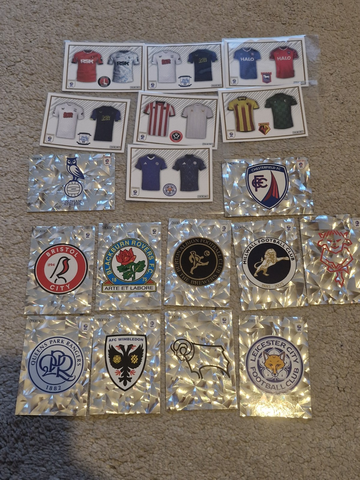 Panini EFL 2025-2026 Club Badge And Kit Sticker Bundle