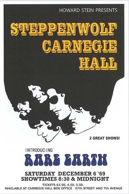 Steppenwolf Carnegie Hall 1969 Original Concert Poster Rare 12x8in Metal Sign