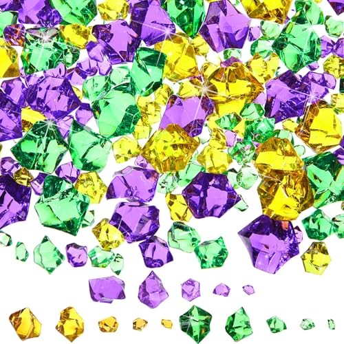  570 Pcs 5 Sizes Mardi Gras Yellow Green and Purple Yellow, Green and Purple