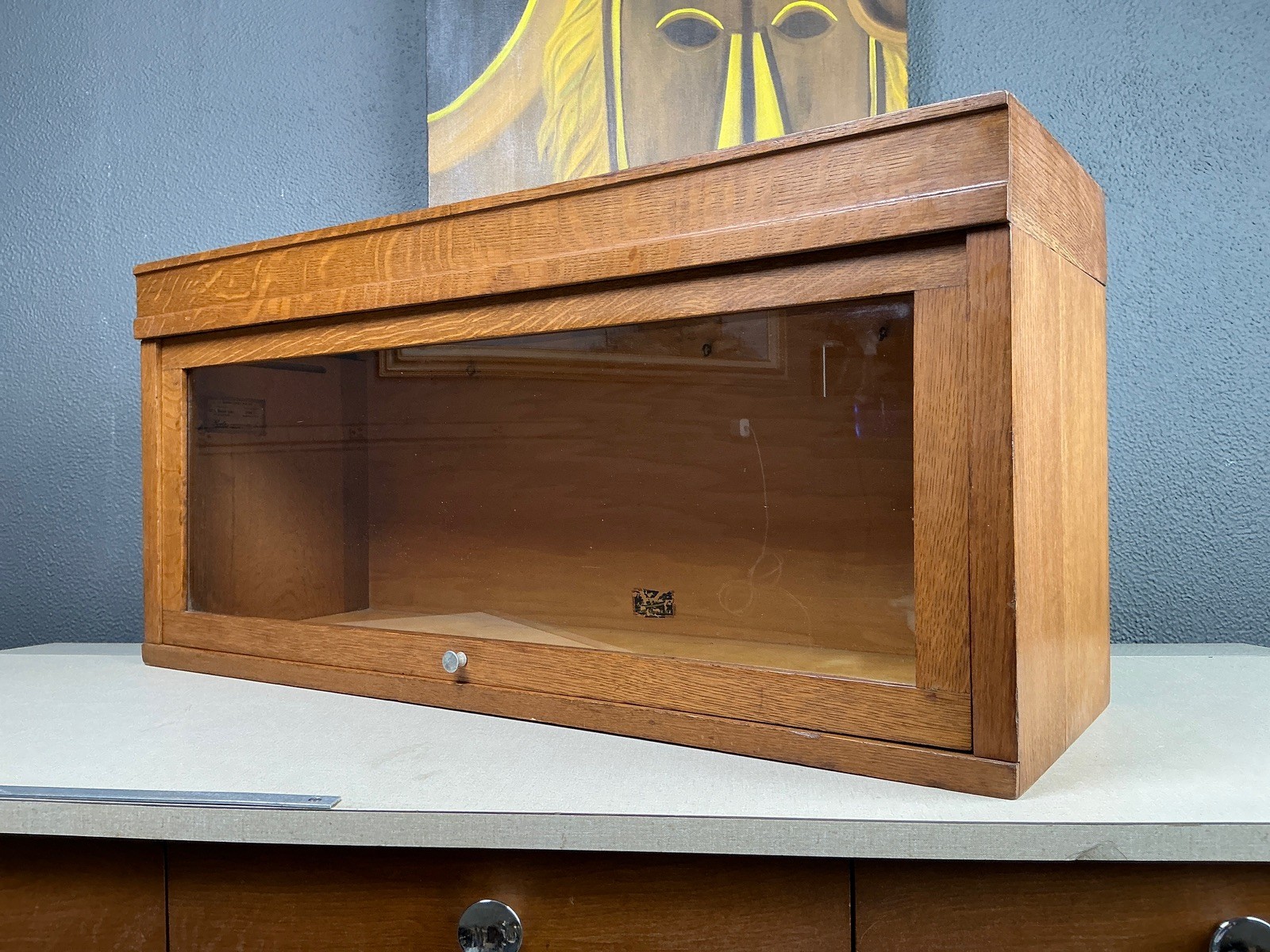 Antique Hale Oak Barrister Bookcase Top w/ One Section Glass Door
