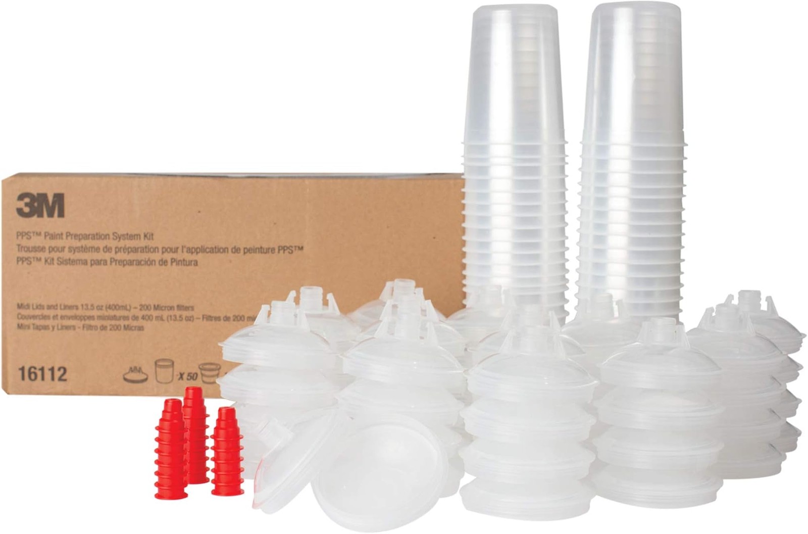3M PPS (Original Series) Paint Spray Gun Cup Lids and Liners Kit, 16112, Midi, 1
