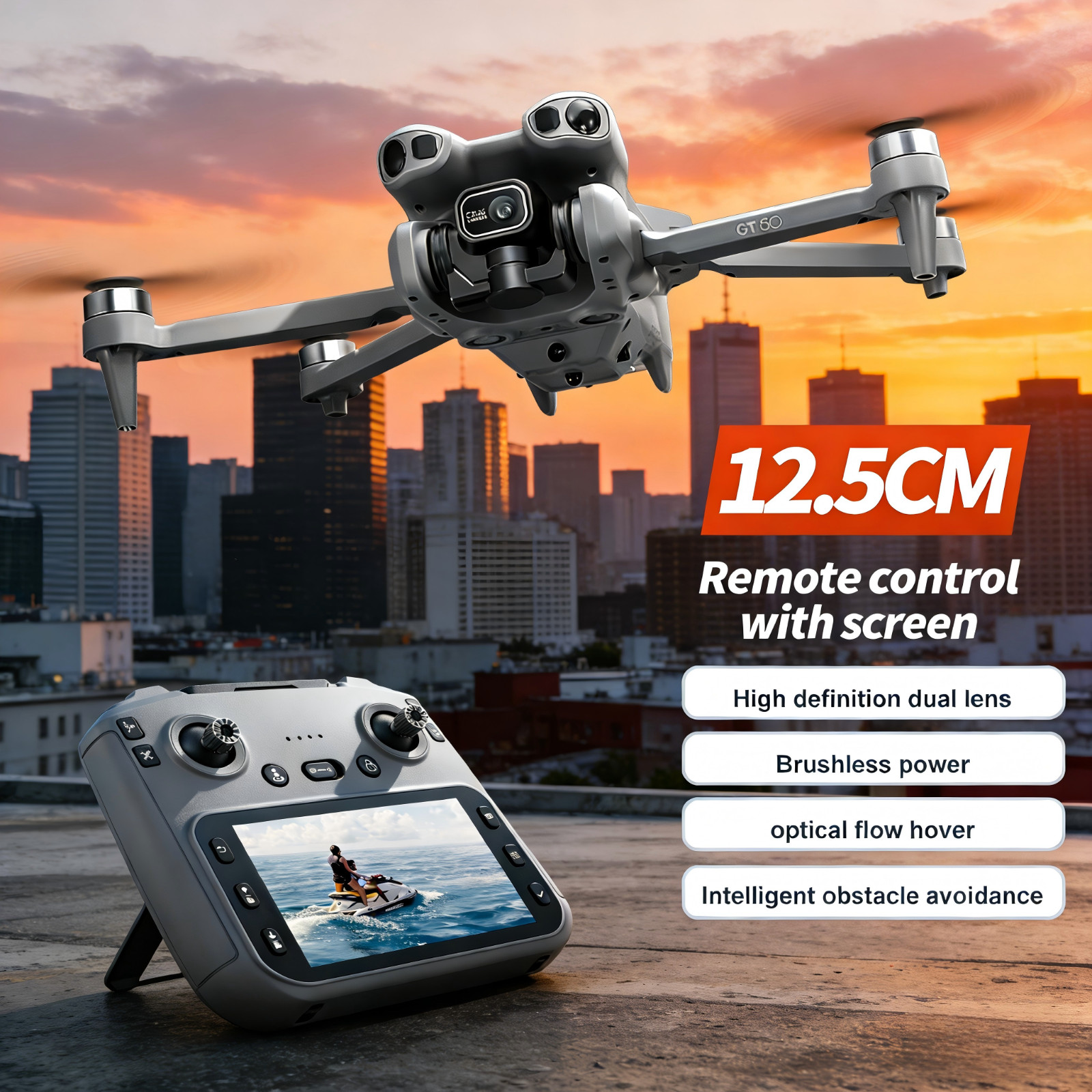 2026 8K Dual Camera Drone 5G WiFi Brushless Foldable RC Quadcopter Screen Remote